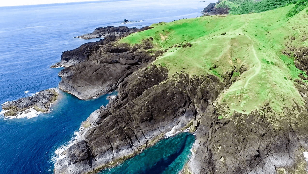 beautiful drone image of binurong point natural attraction and viewpoint in catanduanes island philippines